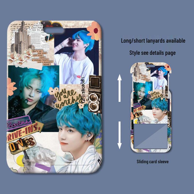 Пластиковый держатель для ID-карты и бейджа Kim Taehyung, скользящий, для студентов/работы/доступа в автобус