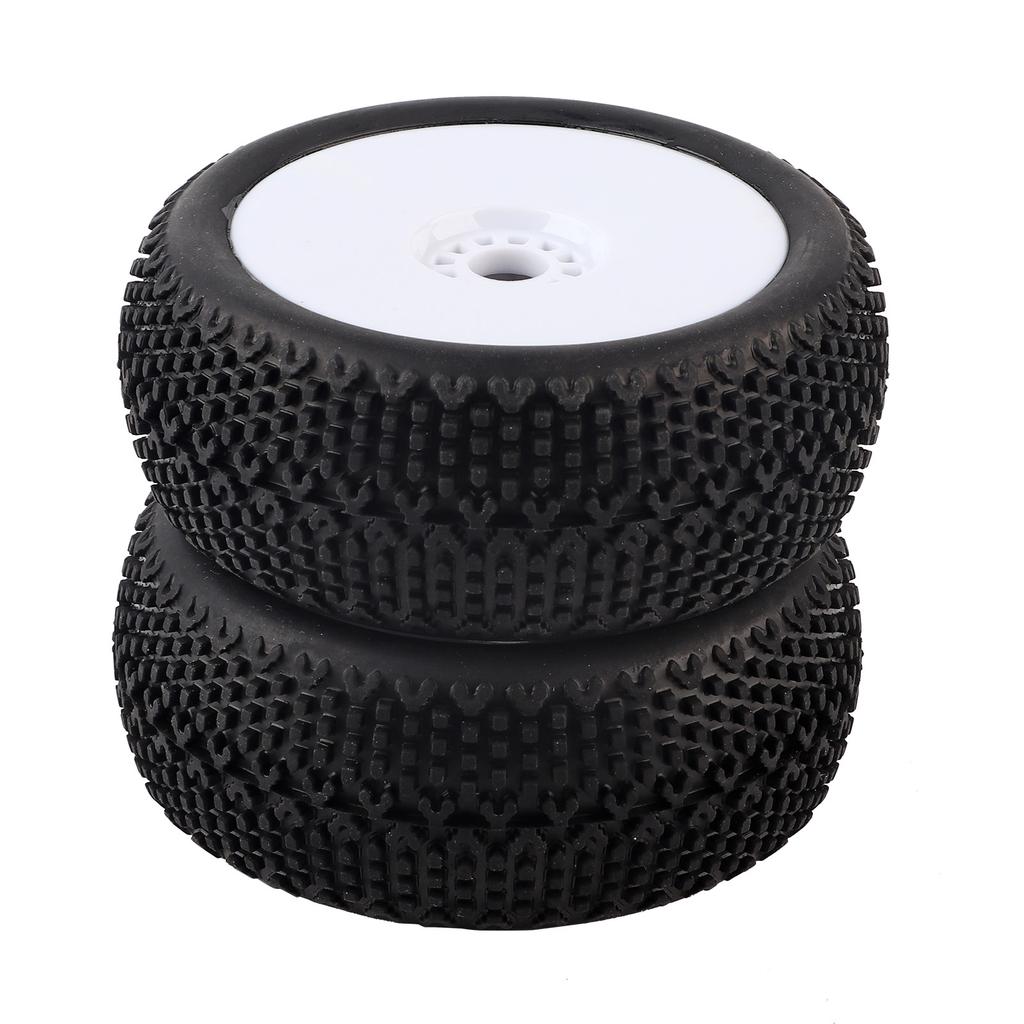 2pcs RC Rubber Tires 17mm Hex Wheel Hub for 1/8 Truck Off Road Model Crawler Car(White )