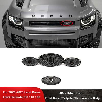 Off Road 4x4 Exterior Accessories 4Pcs Urban Logo Front Grille / Tailgate / Side Window Badge For 2020+ Land Rover L663 Defender Pzce3