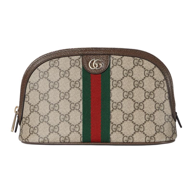 Gucci Ophidia GG Монограмма Дизайн Ткань с покрытием Косметичка Маленькая Женская Бежевый и Коричневый