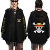 One Piece Anime Zip-Up Hoodie for Teens & Adults - Fleece-Lined Graphic Sweatshirt Jacket, Unisex Streetwear Pullover