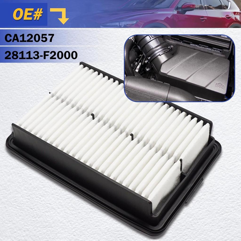 CA12057 Engine Air Filter For Hyundai 17-20 Elantra, 18-20 Elantra GT, 18-22 Kona, 19-21 Veloster/KIA 19-23 Forte, 20-22 Forte5, 20-22 Soul Replaces#