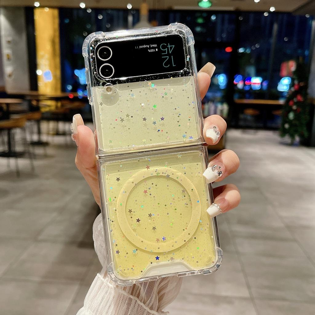 Магнитный чехол для мобильного телефона Samsung ZFlip7 для zflip4 Эпоксидный с постепенным изменением блесток zfold6 Противоударный жесткий защитный чехол