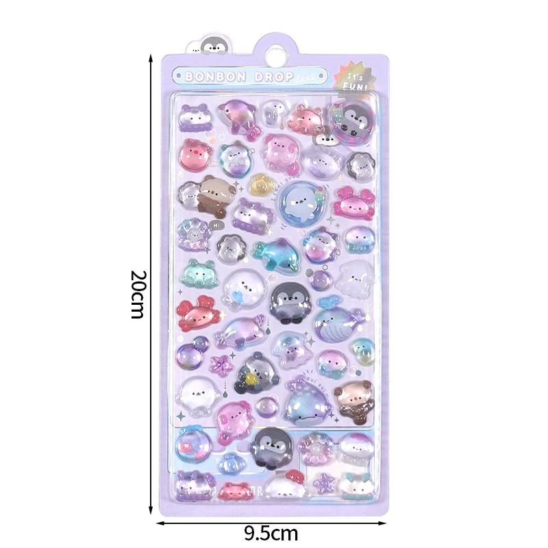 Милые 3D наклейки Мультяшные 3D Эстетичные наклейки для скрапбукинга Сделай сам Чехол для телефона Каваий Наклейки Канцелярские товары Корейские Декали Кристальная наклейка