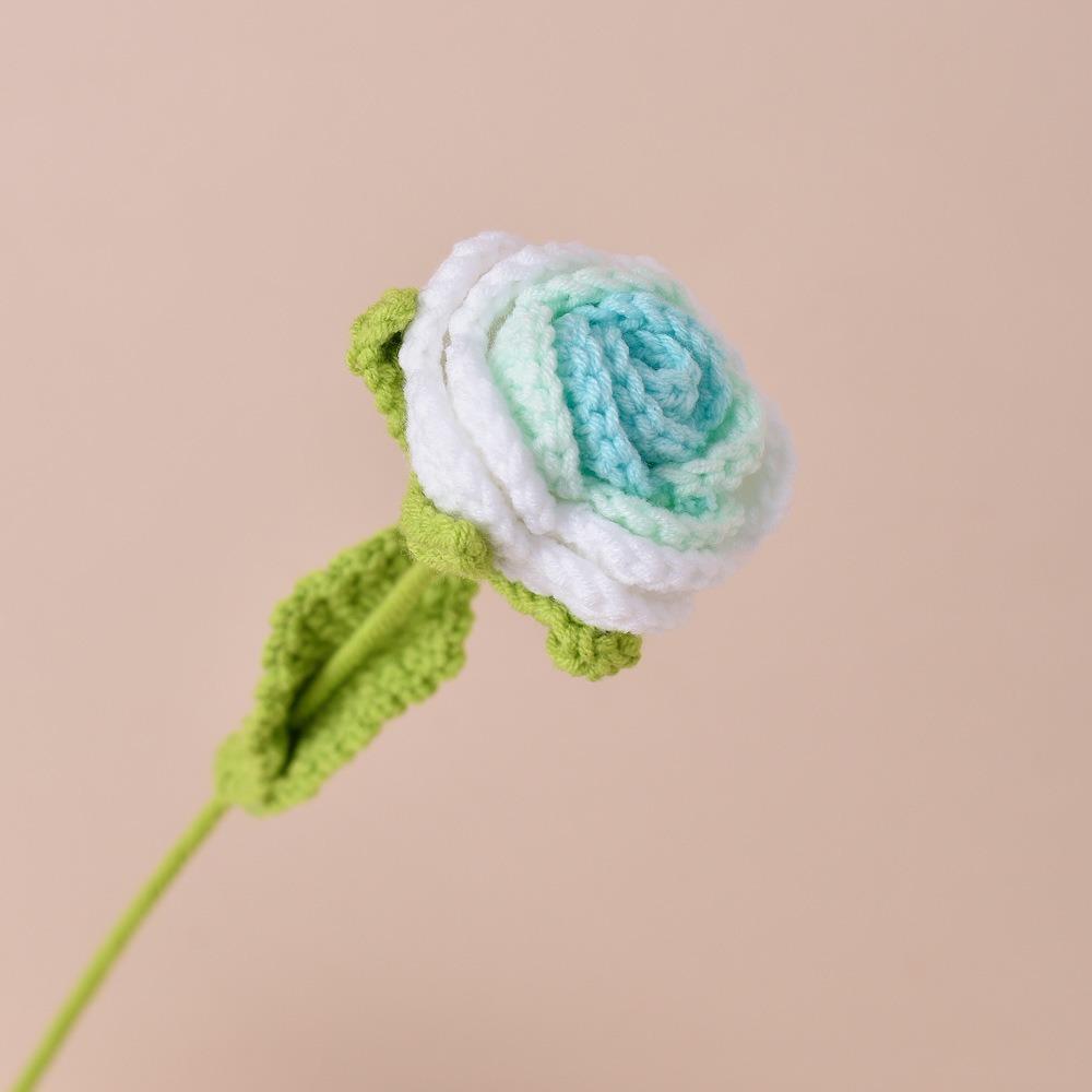 Finished Artificial Flowers Handmade Crochet Bouquet Decoration Braided Fake Flowers Holiday Gifts