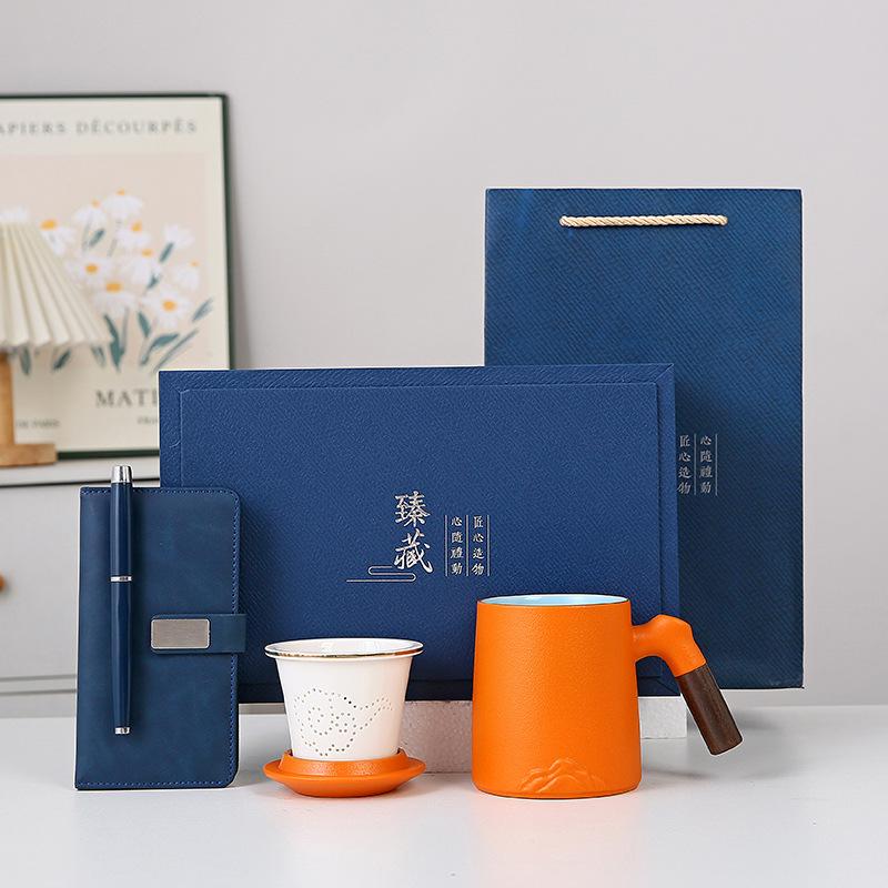 Mug ceramic cup business gift souvenir set can be printed to give customers and employees practical small gifts