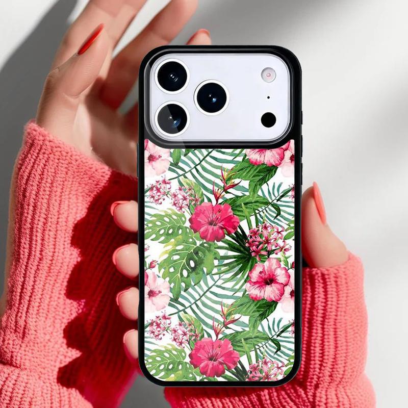 Цветочный гибридный чехол для телефона с цветами гибискуса для iPhone 17 16 15 14 13 Pro Max Задняя крышка для 12 11 Pro Coque