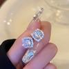 Luxury  Square Stud Earrings for Women Piercing Zircon Silver Earings Accessories Jewelry