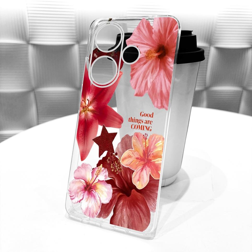 For Xiaomi Turbo 3 / Note 13 Turbo / Poco F6 Phone Case Bow Pattern Colorful Butterfly Flower Cover Soft Clear Silicone Casing