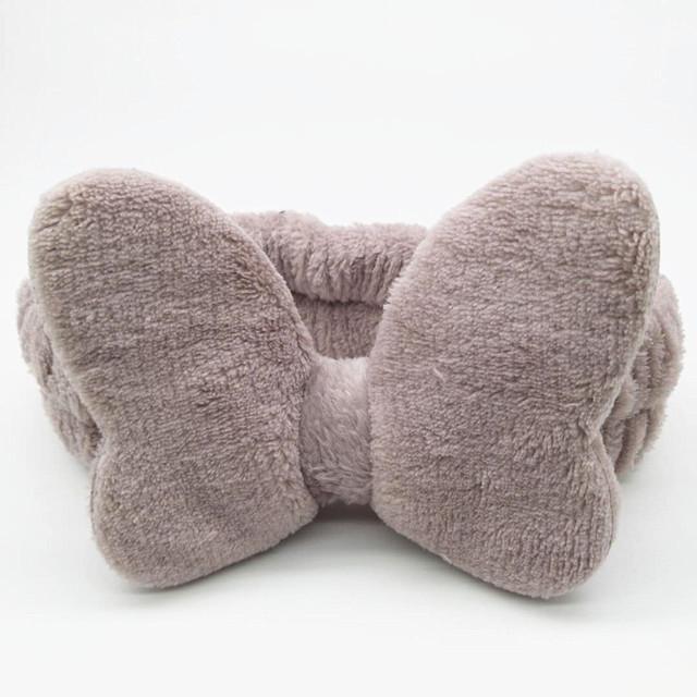 Butterfly Hair Bands for Women Solid Coral Fleece Elastic Bow Headband Soft Wash Face Head Band Cute Girls Accessories Headwrap