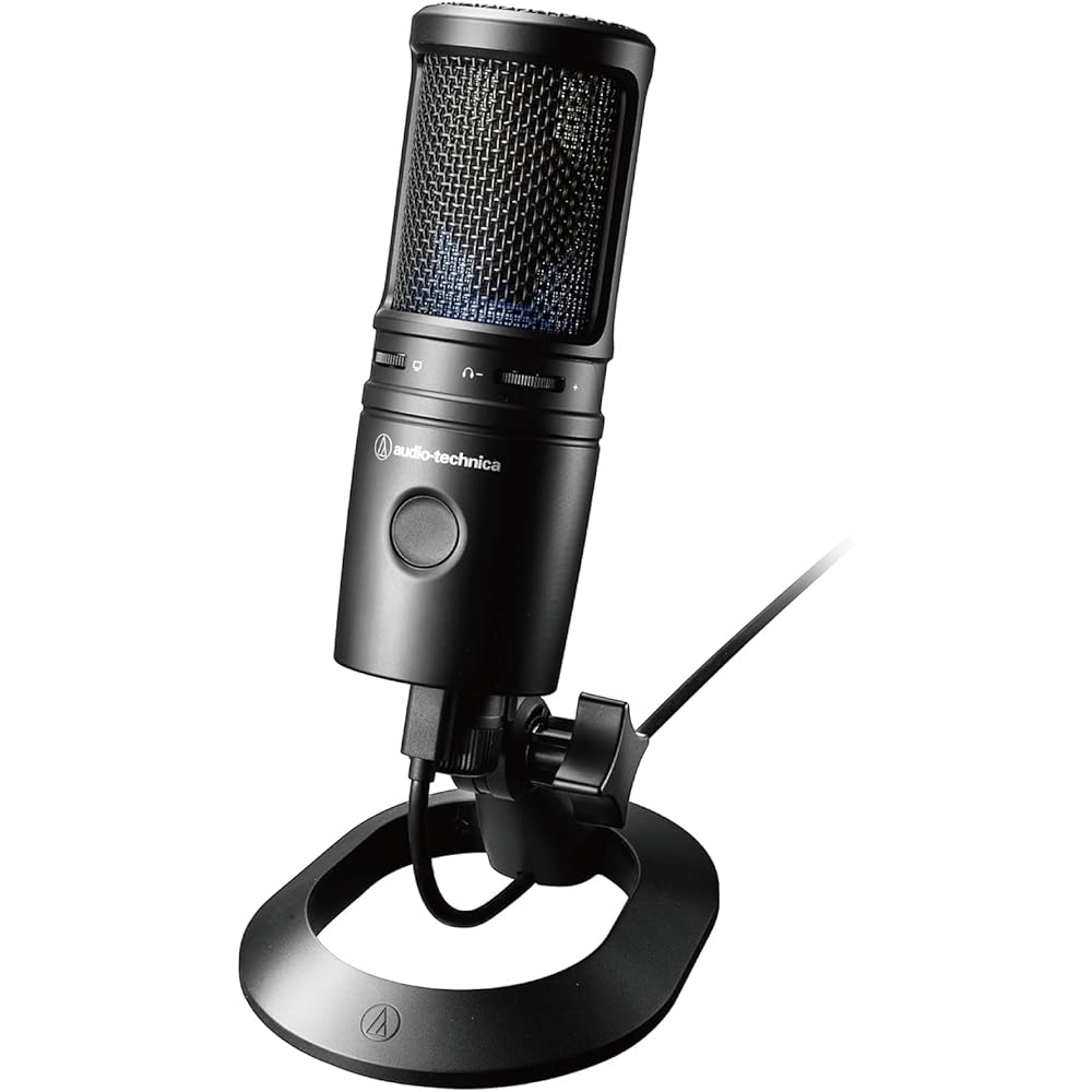 Конденсаторный микрофон Audio-Technica AT2020USB-X с кнопкой отключения звука, регулятором громкости, USB Type-C для игр, стриминга, создания контента