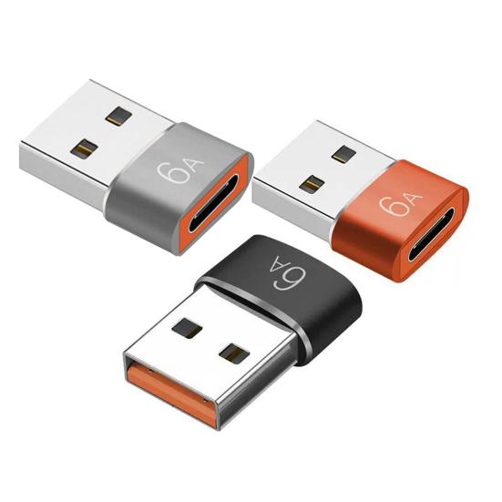 Мини-адаптер Type-C 6A Type-C (мама) для быстрой зарядки к USB 3 (папа) конвертер