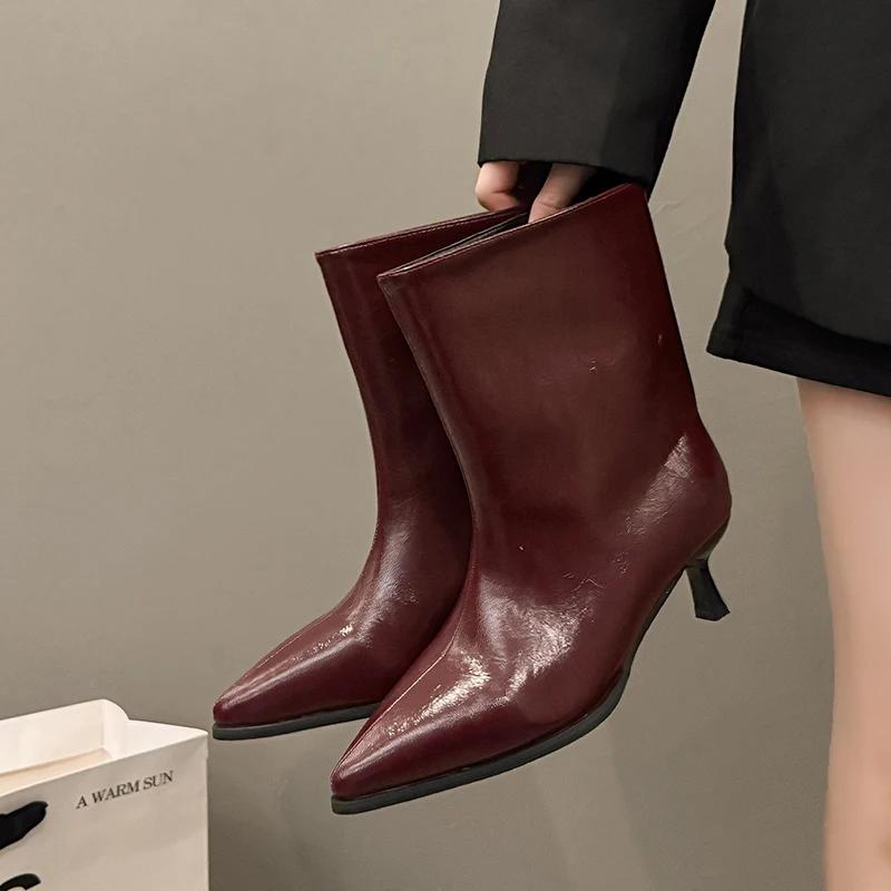 Winter Thin Low Heels Women Knee-High Boots Sexy Pointed Toe Stripper Party Shoes Ladies Elegant Wide Tube Long Booties Big Size