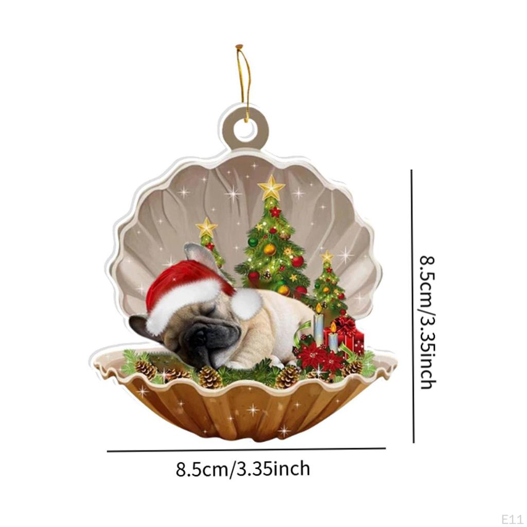Christmas Tree Hanging Ornament Acrylic Pendant Car Photo Prop Sleeping Puppy Charm for Winter