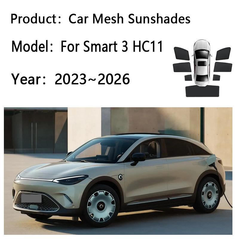 For Smart 3 2023~2026 2025 HC11 Car Sunshades Windshield Privacy Mesh Curtains Heat Insulation Sunscreen Visors Auto Accessories