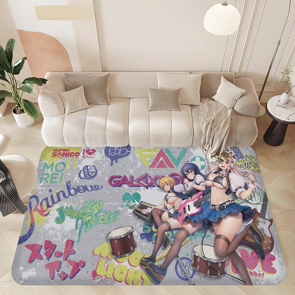 Super Sonico Manga Room Mats Washable Non-Slip Living Room Sofa Chairs Area Mat Kitchen Alfombra