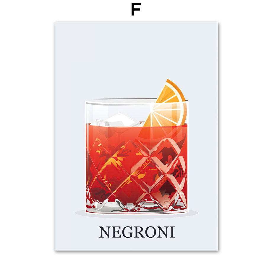 Текила Маргарита Мартини Мохито Коктейль Плакат на скандинавскую тему Настенный художественный принт Холст Картина Декор для кухни фотографии для гостиной