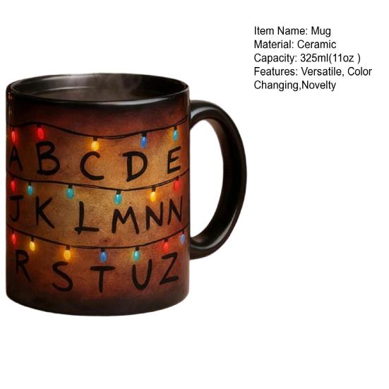Керамическая кружка, меняющая цвет, 11 унций, термочувствительная кружка для кофе с дизайном рождественских огней, уникальный подарок для поклонников и любителей кофе
