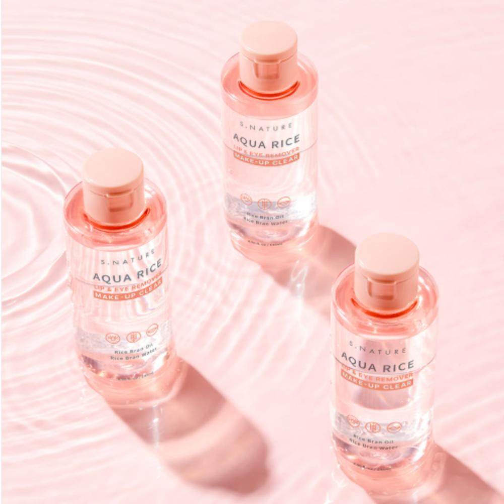 S-NATURE Aqua Rice Lip & Eye Remover 145ml x 3ea Special Value Set - Gentle Deep Cleansing & Moisture Care