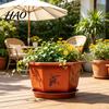 Lightweight Plastic Pots for Porch Hexagonal Flower Pot with Drainage Holes & Saucer Indoor Outdoor Plants, Durable Weather Resistant Spacious