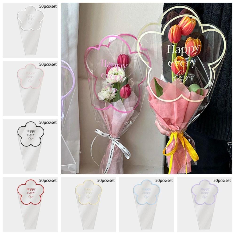 50 шт. DIY Цветы Упаковка Пластиковые Пакеты Прозрачная Упаковочная Бумага для Букетов Свадебная Вечеринка