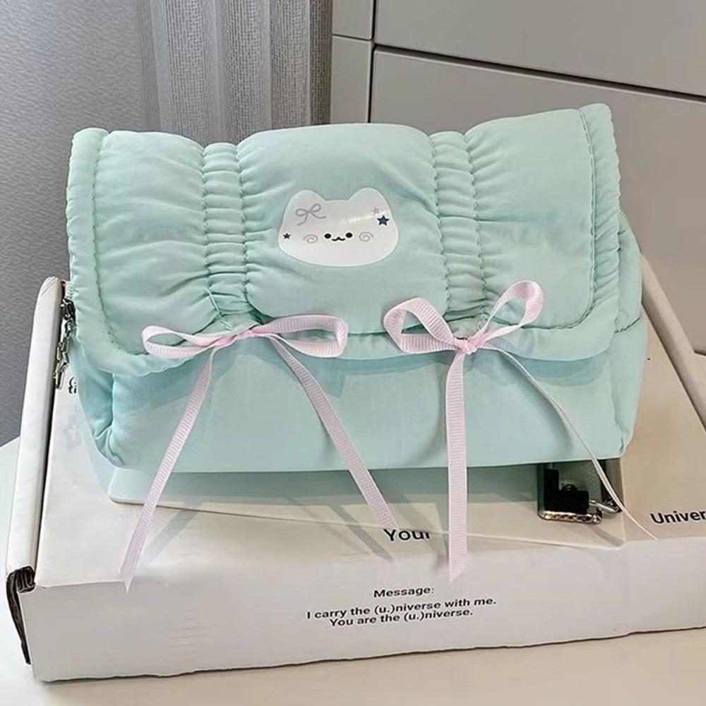 Large-Capacity Pen Pouch Cute Bow Stationery Storage Bag Stationery Pencil Bag Student