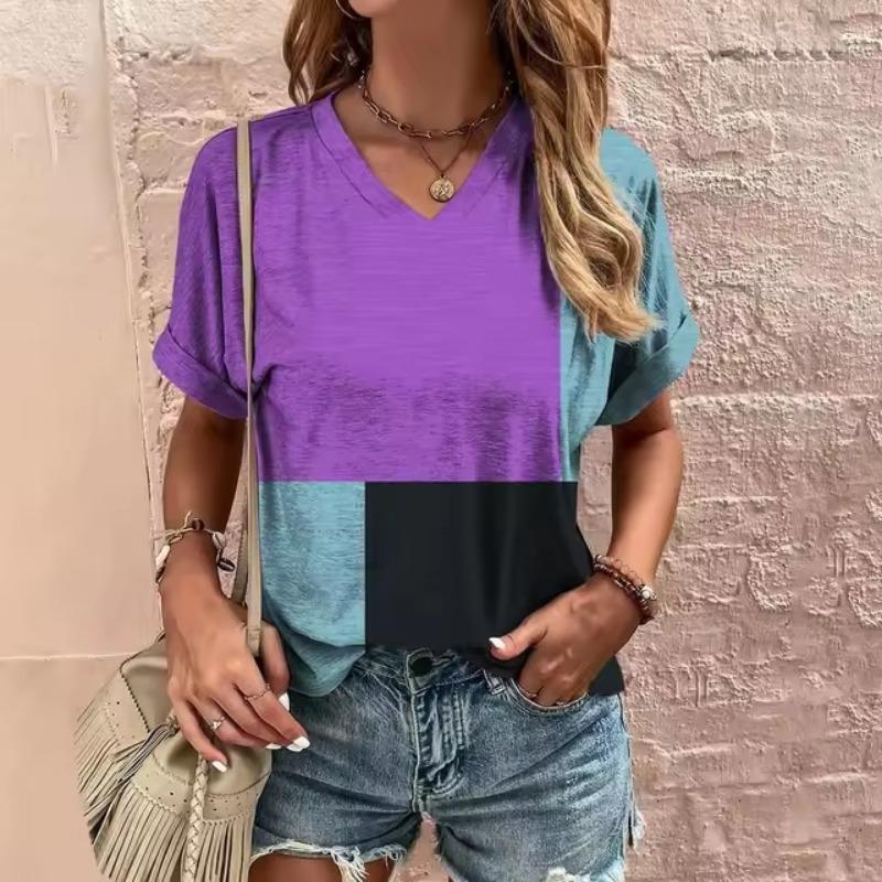 Women's T-Shirt Summer V-Neck T Shirt Women Daily Fashion Short Sleeve Casual T-Shirt 3d Print Female Clothes