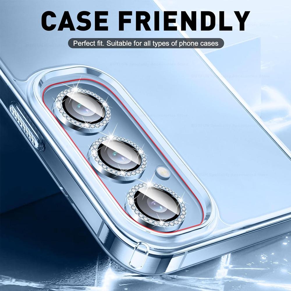 Для Samsung Galaxy A16 4G 5G Diamond Camera Lens Protector Блестящая закаленная стеклянная задняя крышка объектива Алюминиевое металлическое кольцо Galaxy A06
