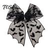 Dark Style Hair Clip Halloween Bat Mesh Bow Spring Clips, Black White Lace Spider Web Durable Barrettes, Gothic for Women Cosplay Costume Accessory