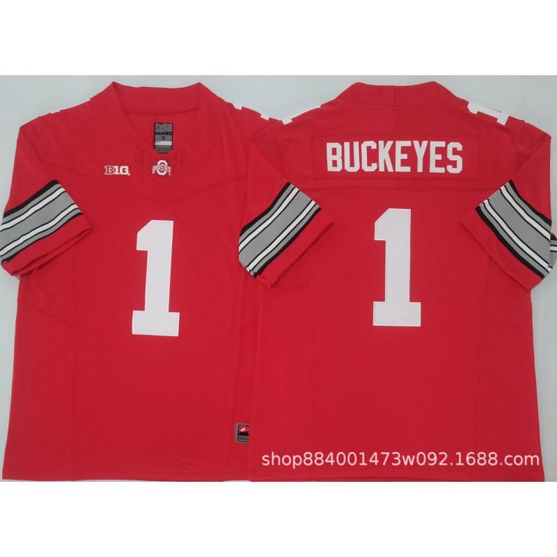 Mens Ohio State Buckeyes Rugby Jersey Training Shirt Cotton Blend Embroidered Football Uniform College Team Practice