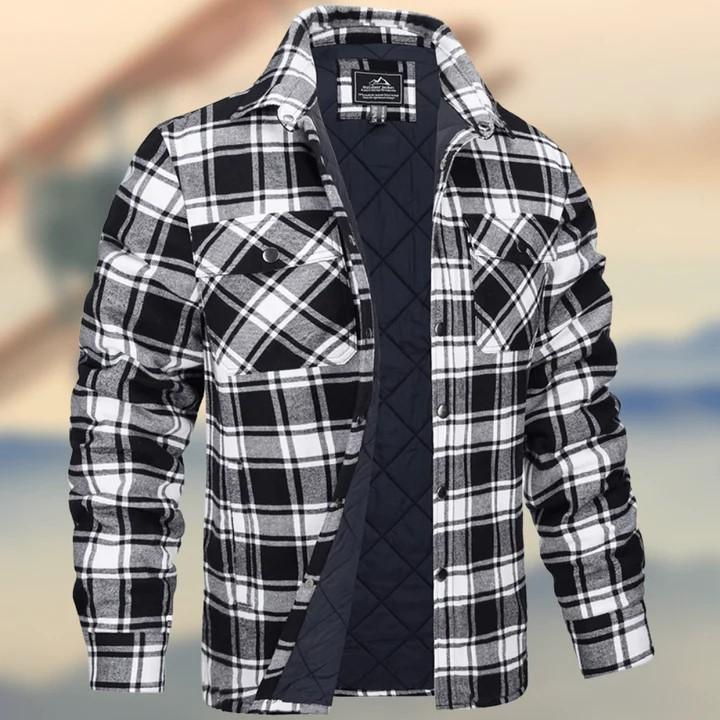Men's Flannel Shirt with Warm Fleece Lining, Long Sleeve Plaid Shirt, Casual Button Down Shirt with Chest Pockets