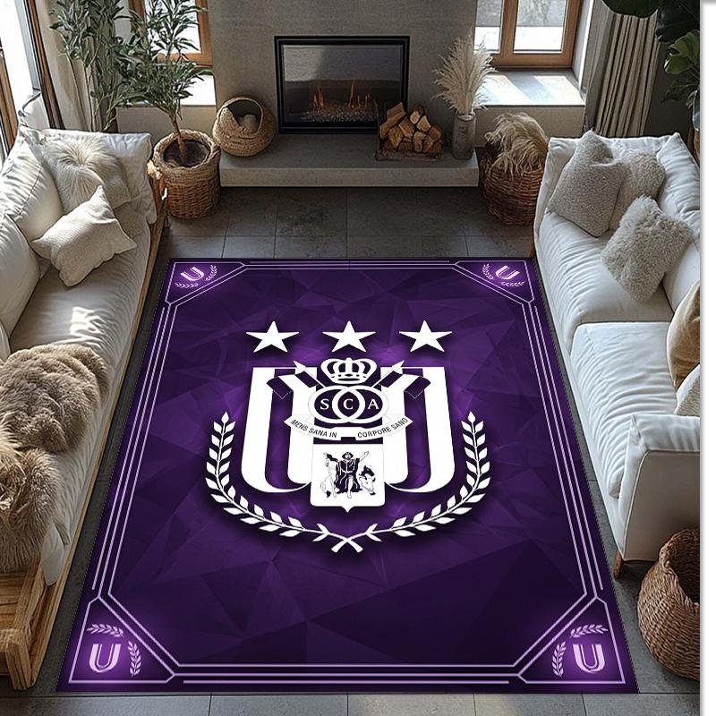 Anderlecht FC Soccer Football Pattern Soft Area Rug Non Slip Indoor Floor Carpet Sports Decor Mat for Bedroom