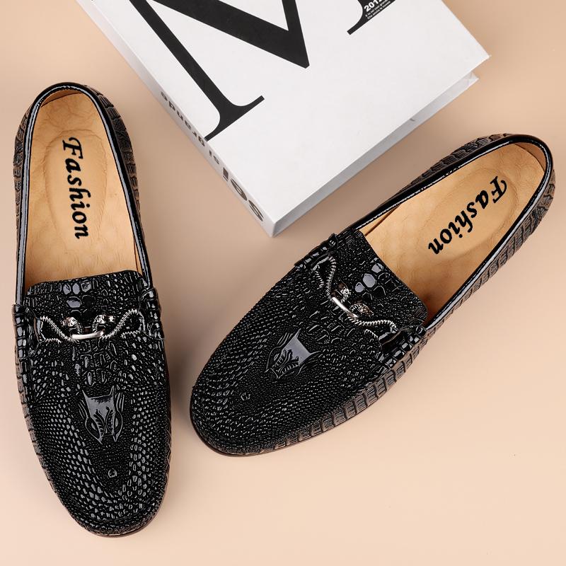 Модные повседневные кожаные мужские мокасины, новые мокасины ручной работы с крокодиловым узором, мужские туфли на плоской подошве из натуральной кожи, роскошные брендовые удобные туфли для вождения