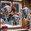 Elephant Christmas Ornament 2D Flat Acrylic Elephant Christmas Tree Ornament Gifts for Animal Lovers Women Girls