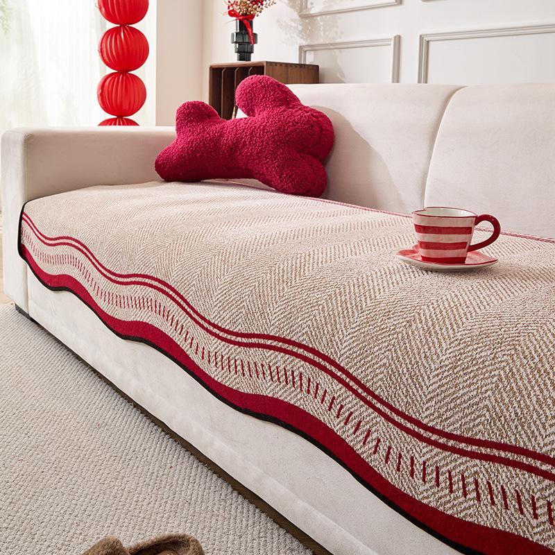 Minimalist Wavy Line Sofa Cushion Soft Cloud Sofa Cushion Chenier Non-Slip Seat Cushion Lazy Atmosphere In Living Room