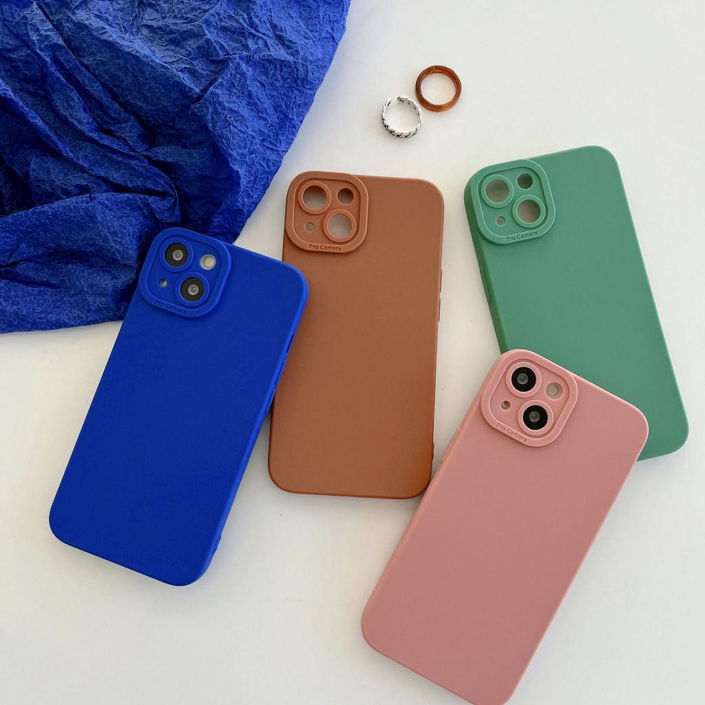 Liquid Silicone Phone Case For Iphone 14 13 12 11 Pro X Xr Xs Max Straight Edge Soft Leather Protective Back Cover
