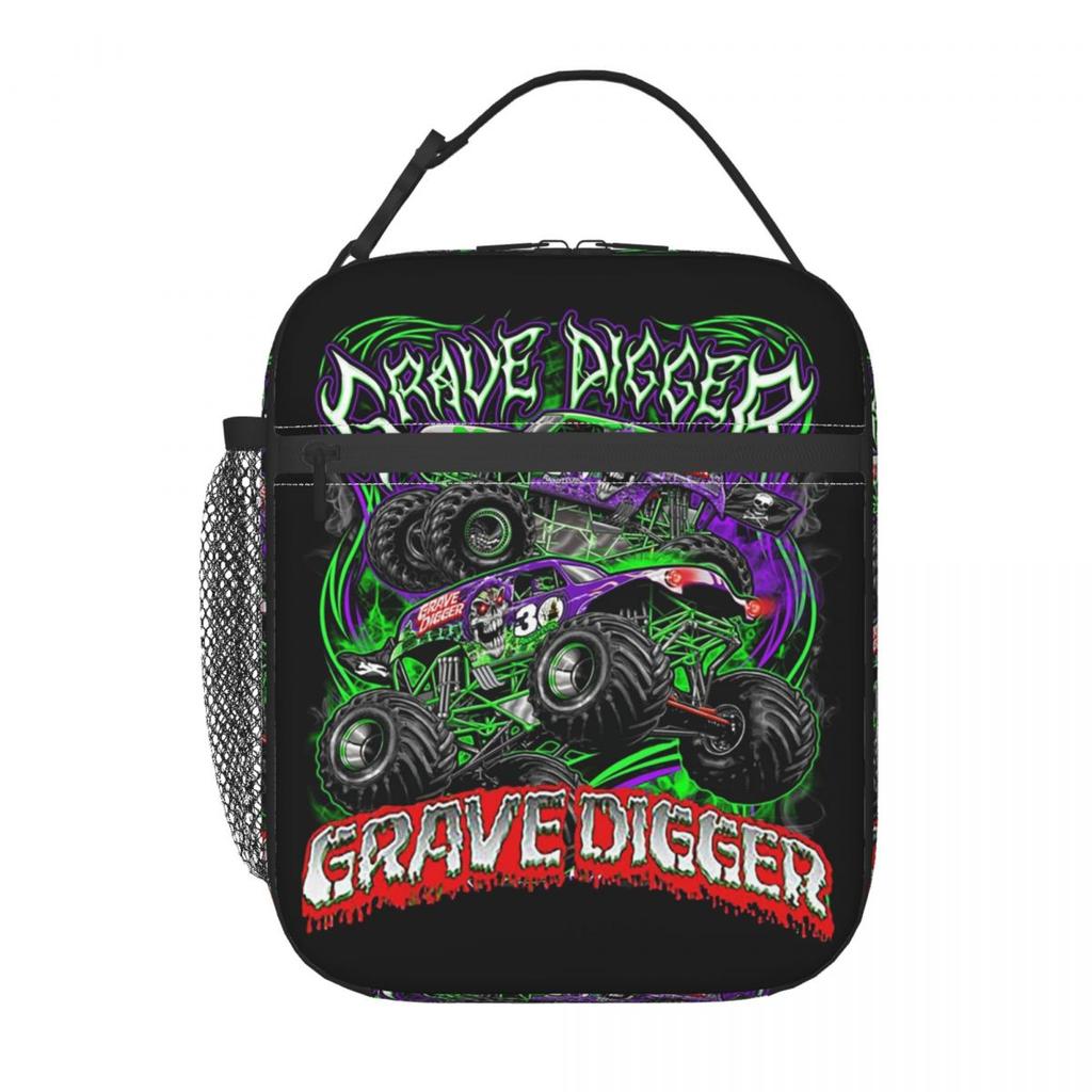 Monster Jam Grave Digger Монстр-трак Изолированная сумка-ланчбокс для женщин и детей Портативные контейнеры для еды Термосумка-ланчбокс Сумка-тоут