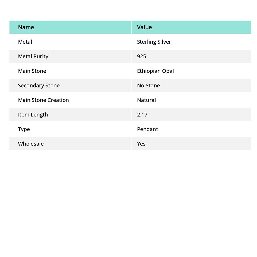 Подвеска из серебра 925 пробы с натуральным эфиопским опалом 2,17 дюйма Y7i40