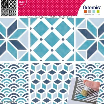 Геометрический трафарет - ARTEMIO - Волнистые плитки и кубы - 30 x 30 см - Пластик - Легкое декорирование