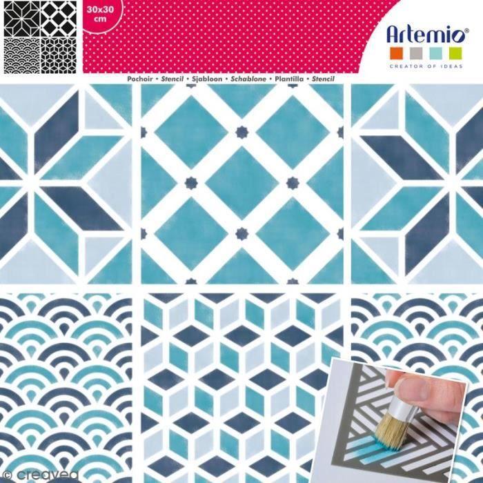 Геометрический трафарет - ARTEMIO - Волнистые плитки и кубы - 30 x 30 см - Пластик - Легкое декорирование