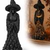 Warm Light Skeleton Witch Ornament Lantern USB Powered Glowing Skull Statue Haunted House Decor Cozy Gothic Room Decor For Halloween Mantel Display