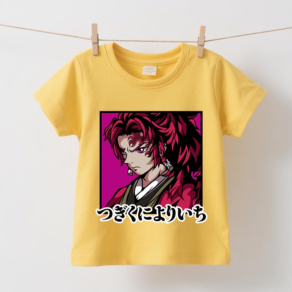 Demon Slayer Yoriichi Anime Print Cotton Boys Girls Short Sleeve Kids T Shirt Summer Casual Soft Breathable Daily Wear