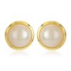 Estele Gold Tone Plated Round Pearl Small Stud Earrings for Girls and Women