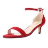 Fashion Summer Women's Sandals Ankle Strap 5cm Low High Heels Open Toe Female Buckle Velvet Sexy Pumps Red Wedding Shoes
