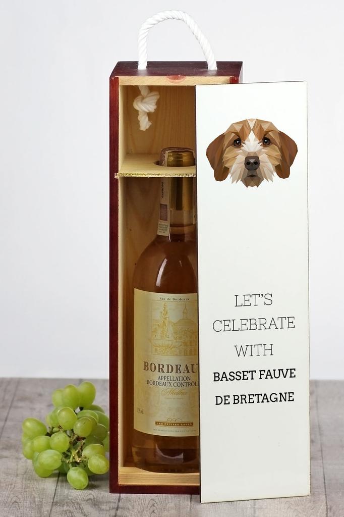 Basset Bretoński, Basset Fauve De Bretagne - Geometryczne Pudełko Ze Zdjęciem I Napisem Na Wino Marki Art-Dog