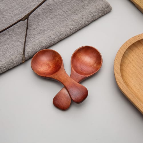 Set of 4 Mini Wooden Spoons, Natural Wood, for Sweets, Ice Cream, Coffee, Tea, Sugar, Salt, and Condiments (CS-HM8035DQ*4)