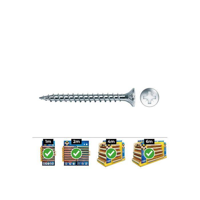 Boîte De 1000 Vis à Bois Pz Fraisées Din/ref Vlox 3.5x20 Acier Zinqué + Lubr. Celo