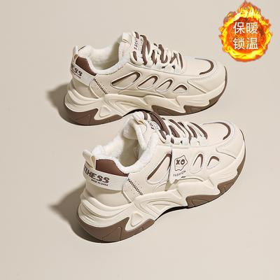 CRLAYDK женские кроссовки на толстой подошве, зимние, с меховой подкладкой, теплые, повседневные, кожаные, для ходьбы, модные, спортивные, для тенниса, для женщин