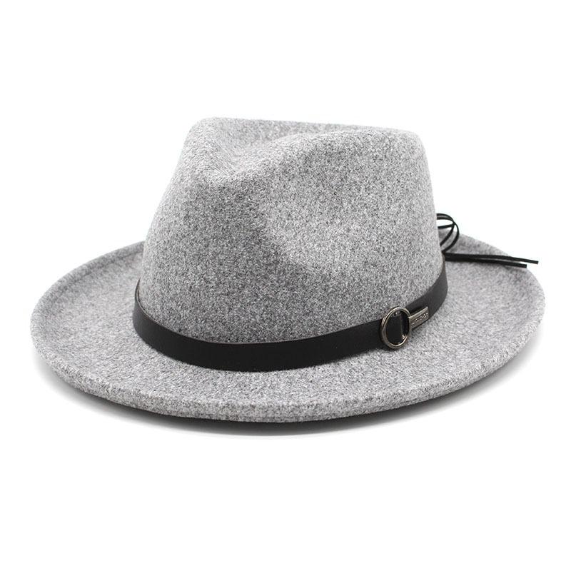 Thick Wool Felt Bell Top Wide Brim Unisex Fedora Hat