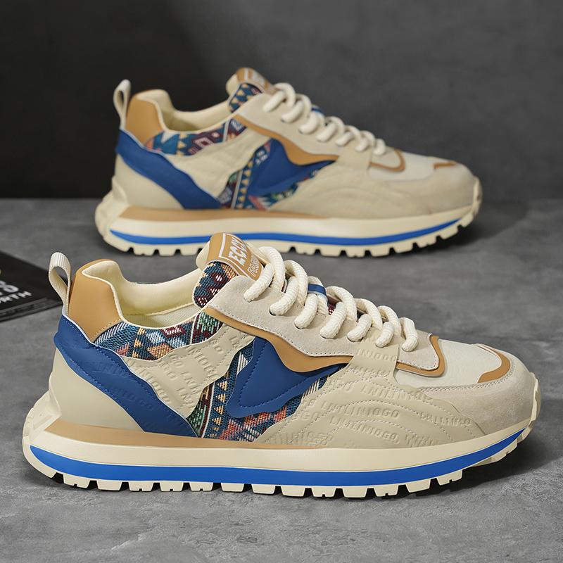 Hot Selling Beige Men's Casual Sneaker Fashion Patchwork Designer Shoes Men Low-cut Comfortable Chunky Sneaker Men Leisure Shoes